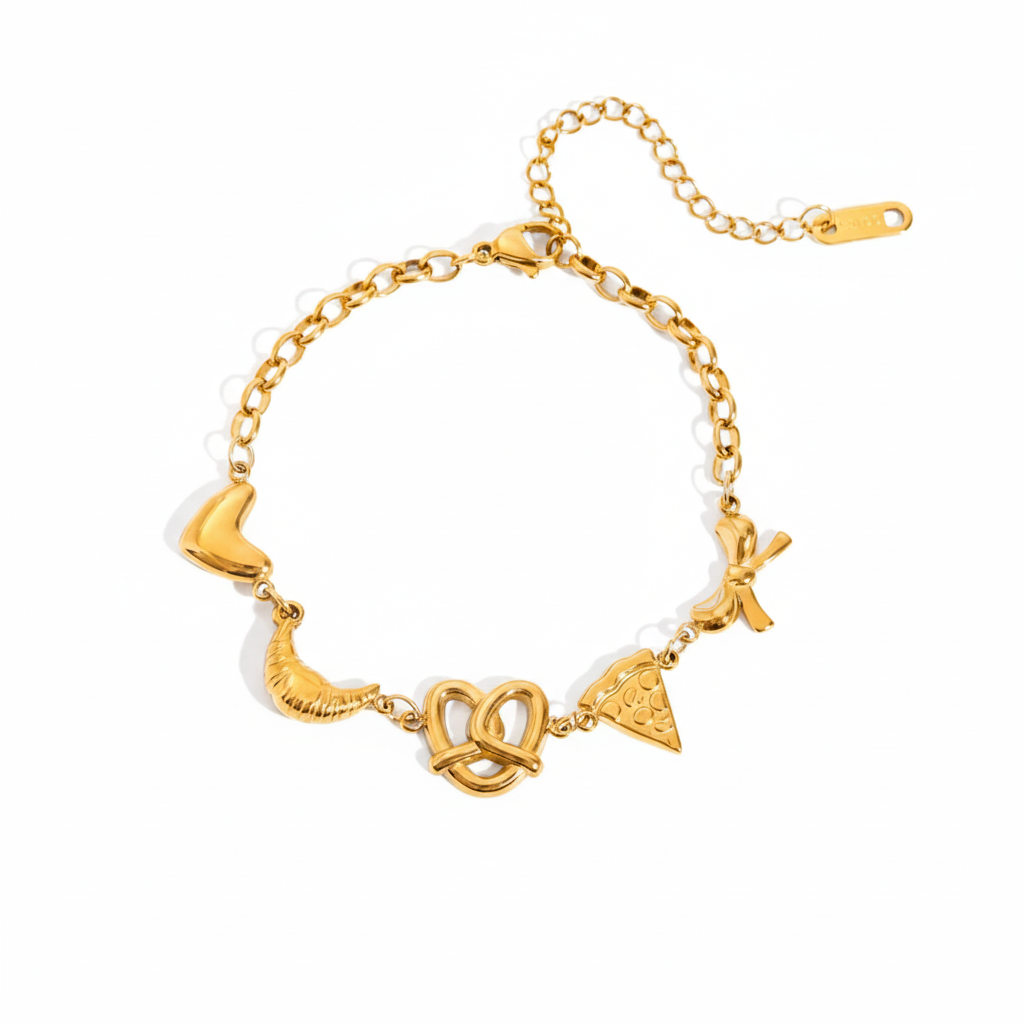 Gold Plated Sun Moon Charm Bracelet for Women | Waterproof & Tarnish-Free Stainless Steel Jewelry