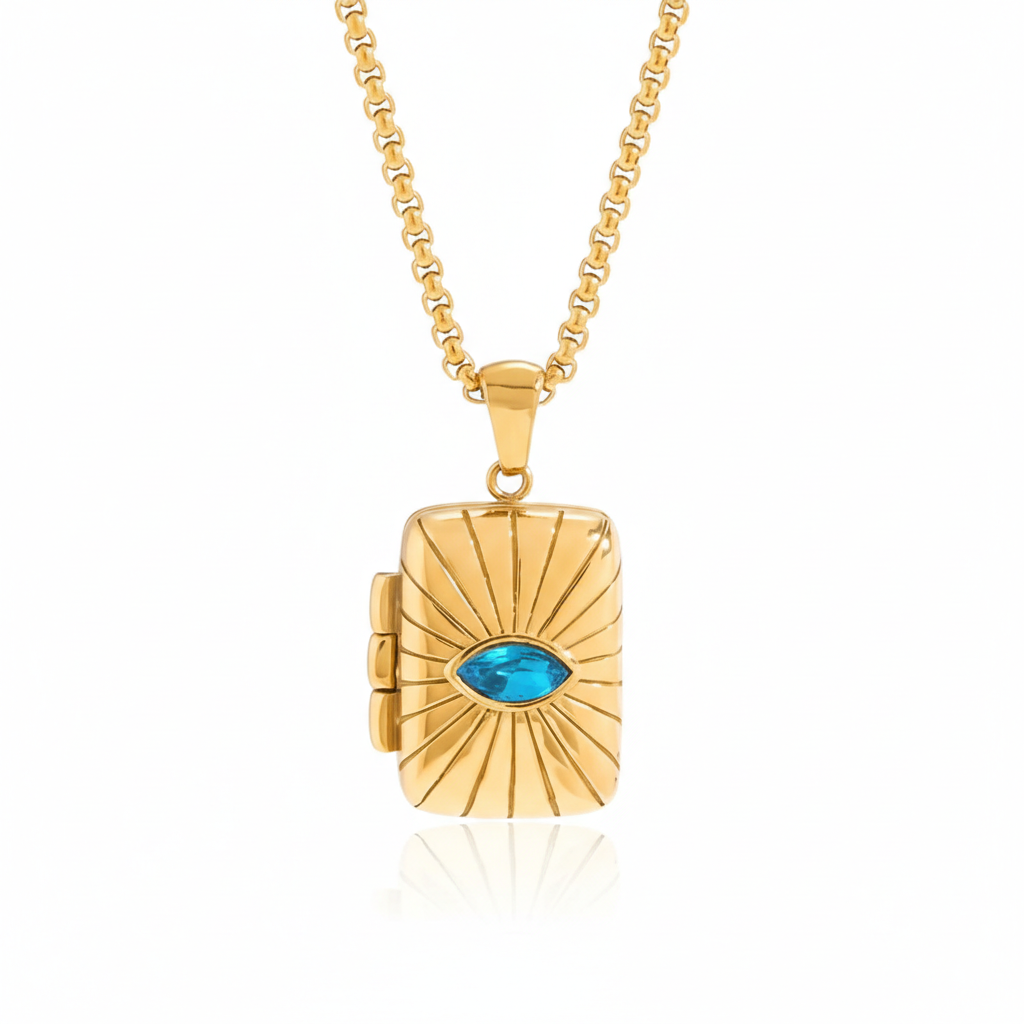 18K Gold-Plated Locket Necklace for Men & Women | Vintage-Style Photo Locket Pendant