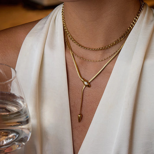 18K vergulde verstelbare lariat-ketting – Waterdicht, aanslagvrij minimalistisch sieraad