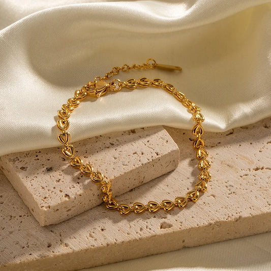 Gold Plated Heart Chain Bracelet for Women | Waterproof & Tarnish-Free Adjustable Jewelry