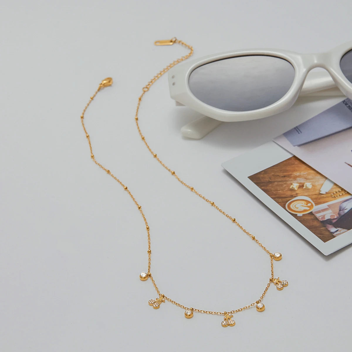Witte Strass Kers Hanger Ketting Voor Cadeau 18K Verguld Roestvrij Staal Elegante Luxe Bedel Hanger Sieraden