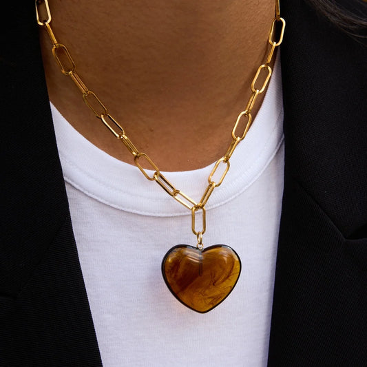 18K Vergulde Hartketting Collectie – Waterdichte, Vlekbestendige Statement Sieraden