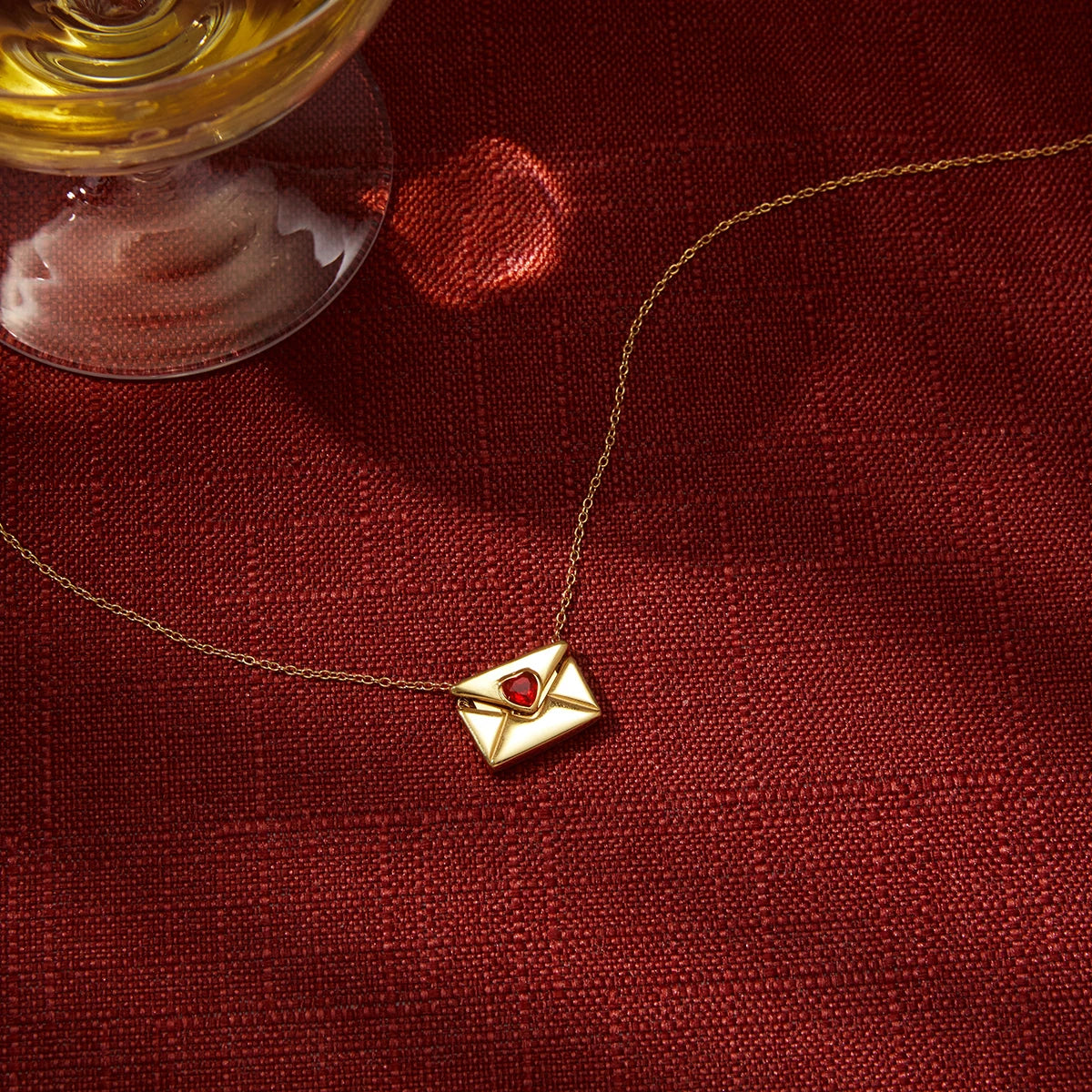 18K Vergulde Liefdesbrief Envelop Ketting | Romantische Hart Hanger Ketting