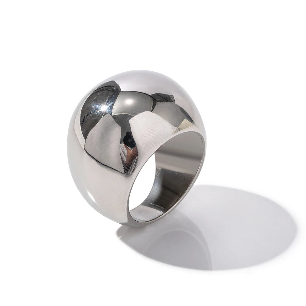 18K Gold Plated Dome Statement Ring – Waterproof, Tarnish-Free Chunky Jewellery (Gold & Silver)