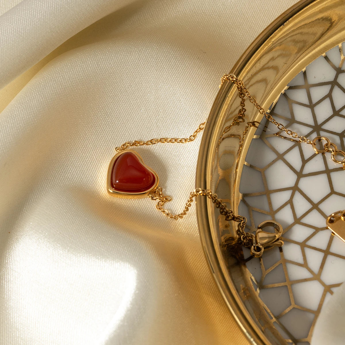 Red Heart Gold Bracelet for Women | Waterproof Gold Plated Heart Jewellery