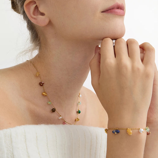 18K Verguld Veelkleurig Edelsteen Hand Armband – Waterdicht & Vrij van Verkleuring Sieraden voor Vrouwen