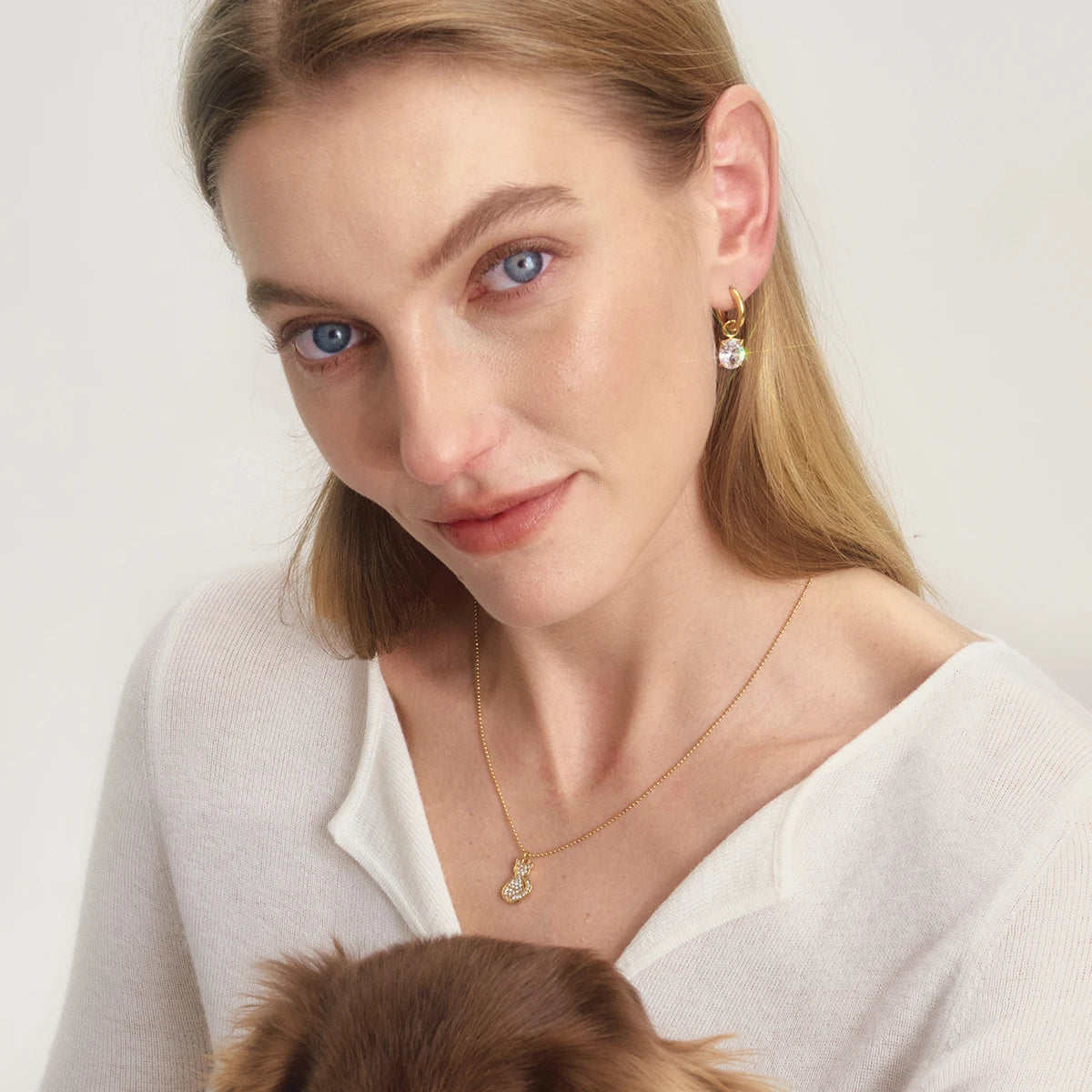 18K Vergulde Kristallen Kat Hanger Ketting | Elegante Kattenliefhebber Sieraden