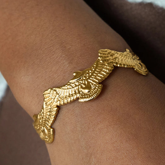 Gold Plated Wing Cuff Bracelet for Women | Waterproof & Tarnish-Free Statement Jewelry