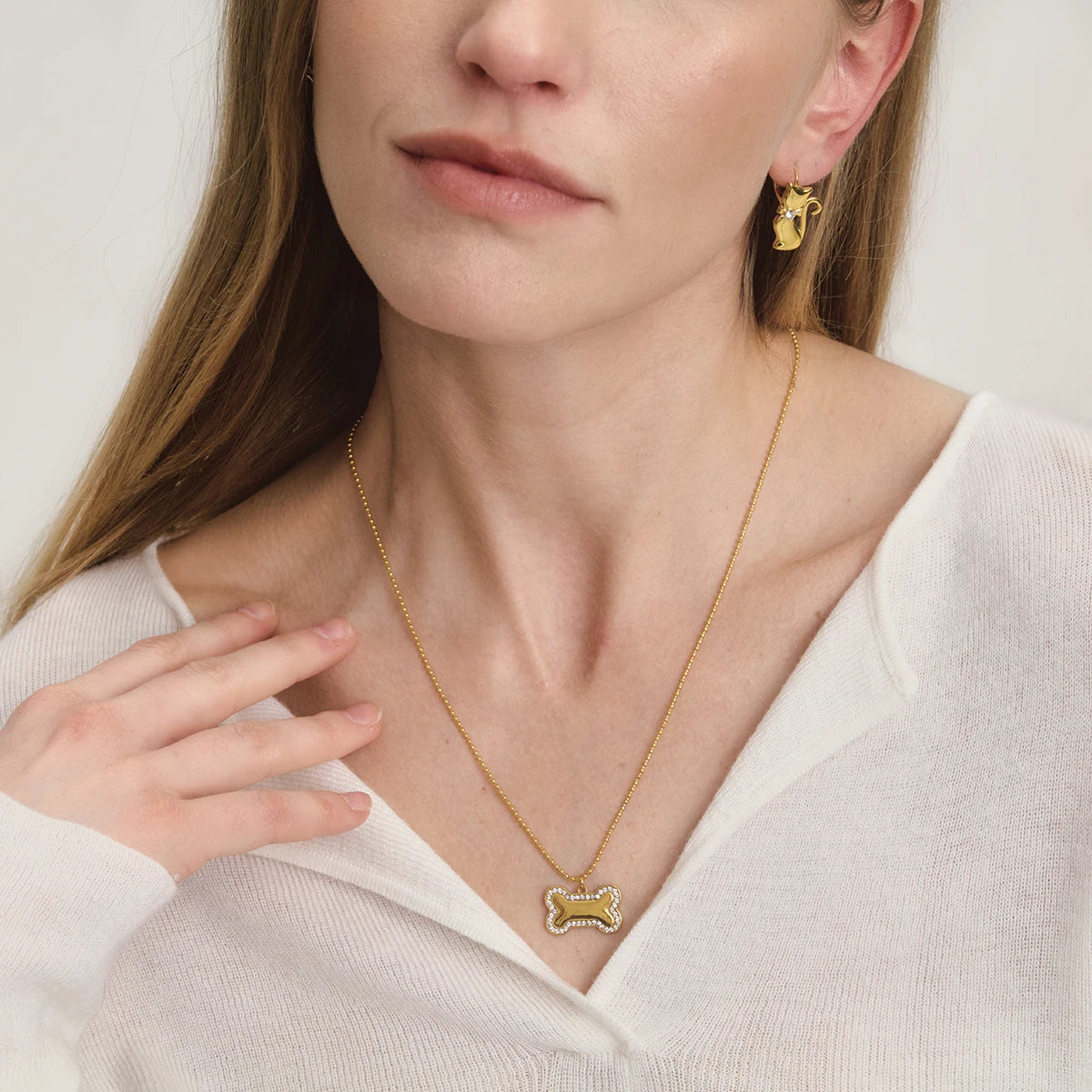 18K vergulden pootafdruk ketting | Ketting met dierenbedel voor honden- en kattenliefhebbers