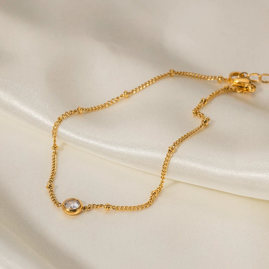 Minimale CZ Enkelband voor Dames | 18K Verguld Waterdicht Roestvrij Sieraad