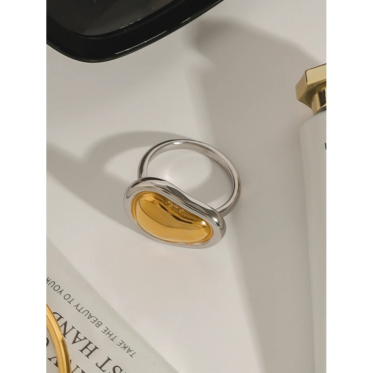 18K Gold Plated Molten Heart Ring – Waterproof, Tarnish-Free Modern Statement Ring