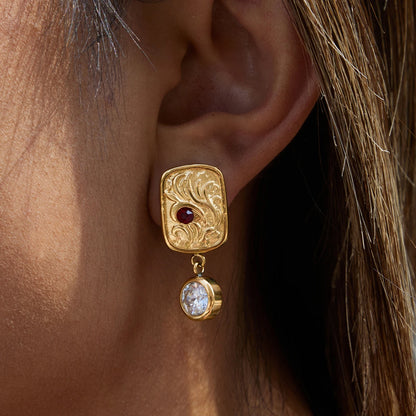18K Gold Plated Vintage Drop Earrings for Women – Waterproof Tarnish Free Stainless Steel Statement Jewellery