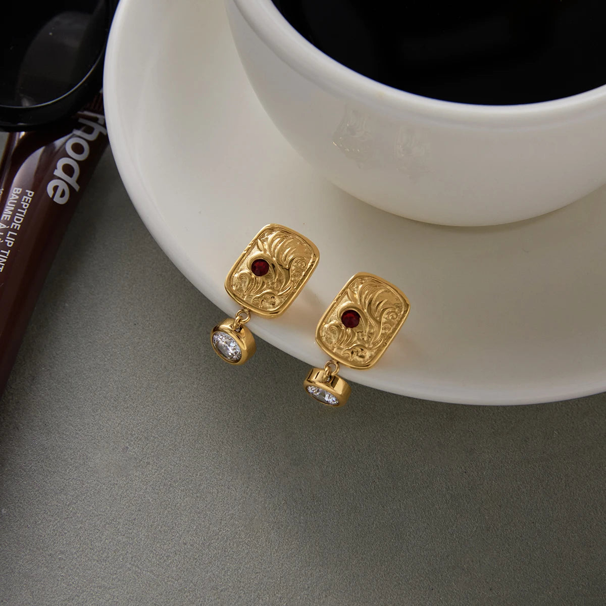 18K Gold Plated Vintage Drop Earrings for Women – Waterproof Tarnish Free Stainless Steel Statement Jewellery