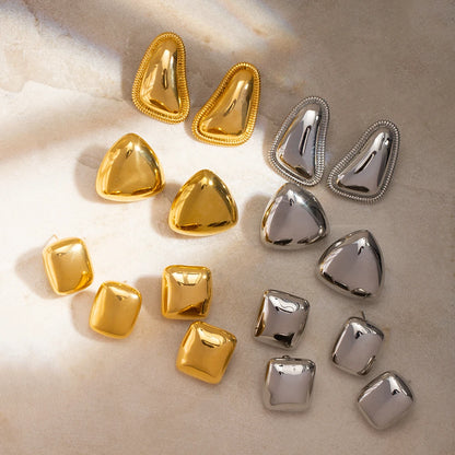 18K Gold Plated Geometric Stud Earrings Set for Women – Waterproof Tarnish Free Stainless Steel Minimal Jewellery