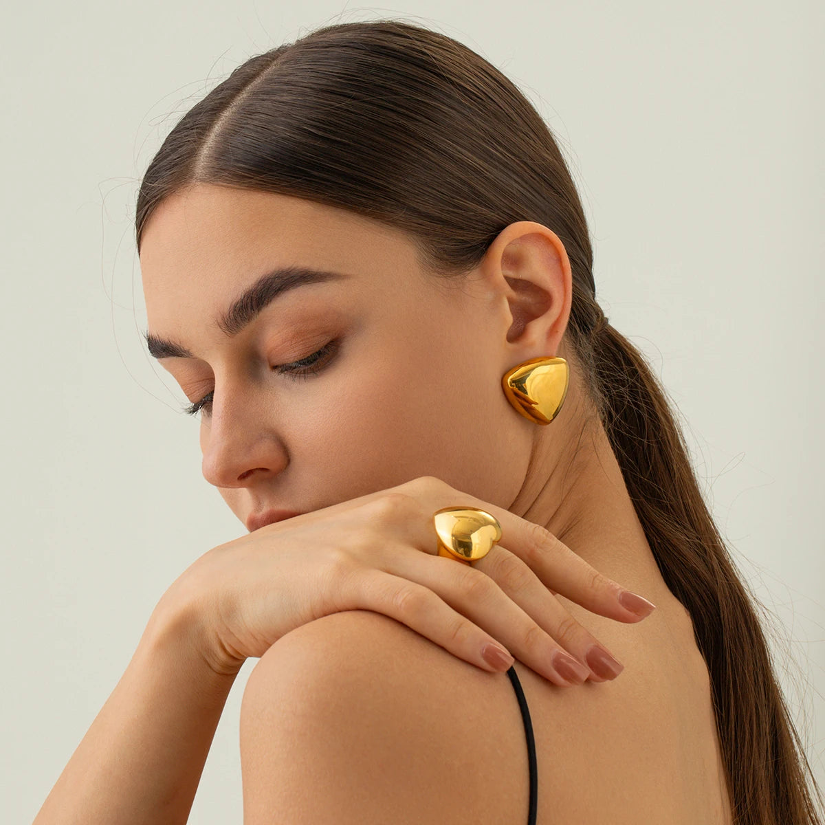 18K Gold Plated Geometric Stud Earrings Set for Women – Waterproof Tarnish Free Stainless Steel Minimal Jewellery