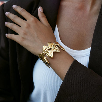 Gold Bow Cuff Bracelet for Women | Waterproof Gold Plated Statement Jewellery