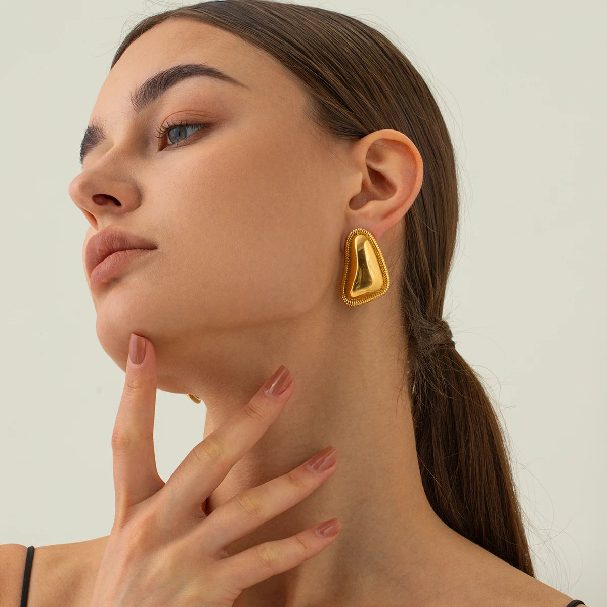 18K Gold Plated Geometric Stud Earrings Set for Women – Waterproof Tarnish Free Stainless Steel Minimal Jewellery