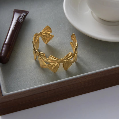Gold Bow Cuff Bracelet for Women | Waterproof Gold Plated Statement Jewellery