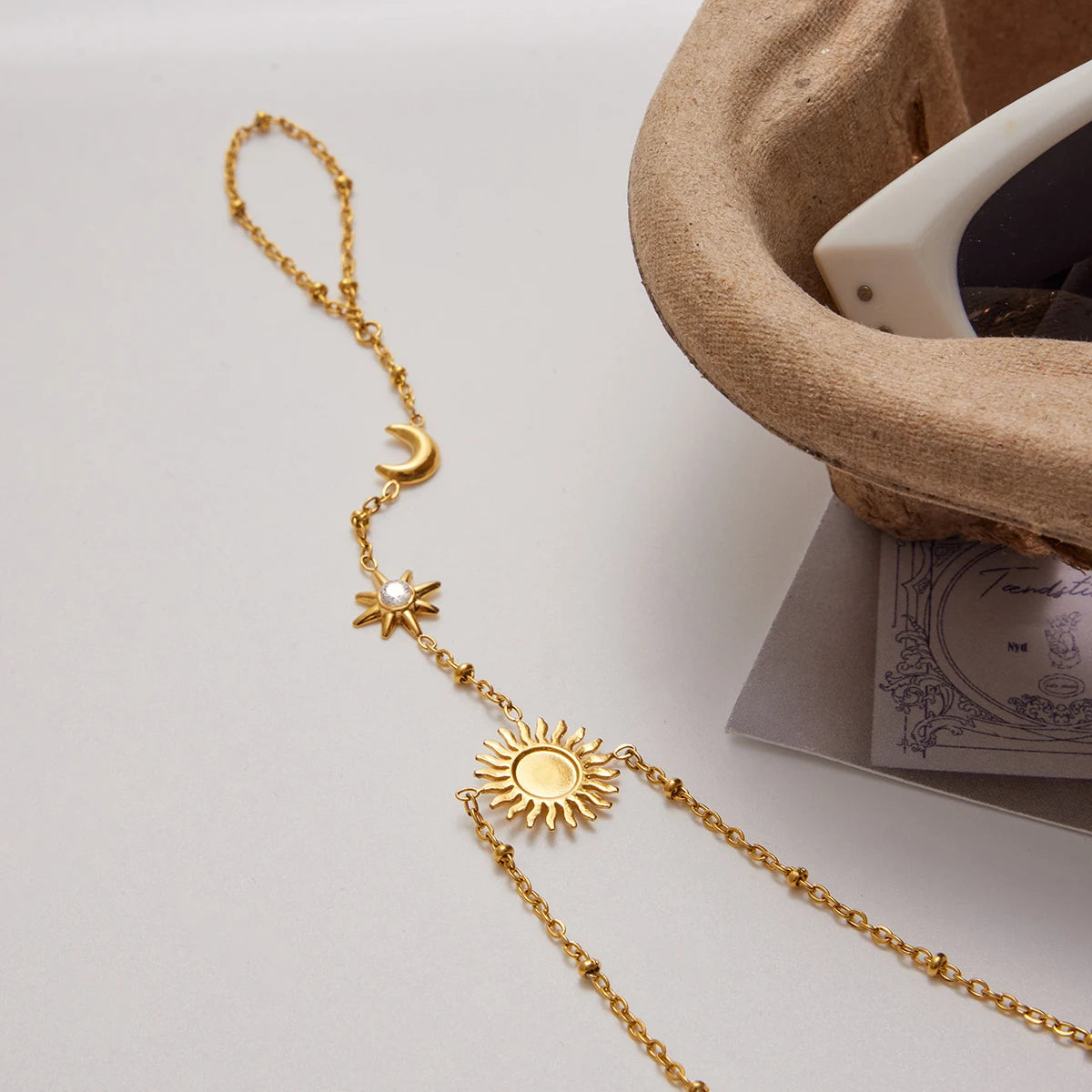 Hemelse Zon Maan Ster Handketting Armband | Verguld Waterdicht Vlekvrij Sieraad voor Dames