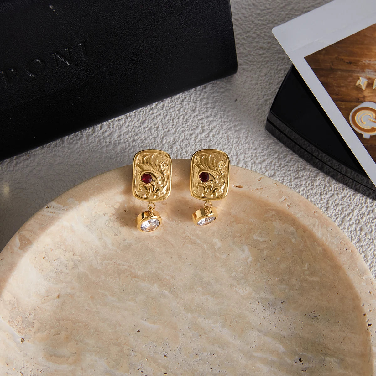 18K Gold Plated Vintage Drop Earrings for Women – Waterproof Tarnish Free Stainless Steel Statement Jewellery