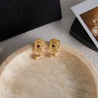 18K Gold Plated Vintage Drop Earrings for Women – Waterproof Tarnish Free Stainless Steel Statement Jewellery