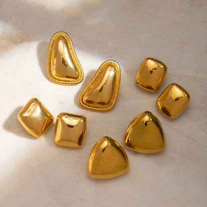 18K Gold Plated Geometric Stud Earrings Set for Women – Waterproof Tarnish Free Stainless Steel Minimal Jewellery