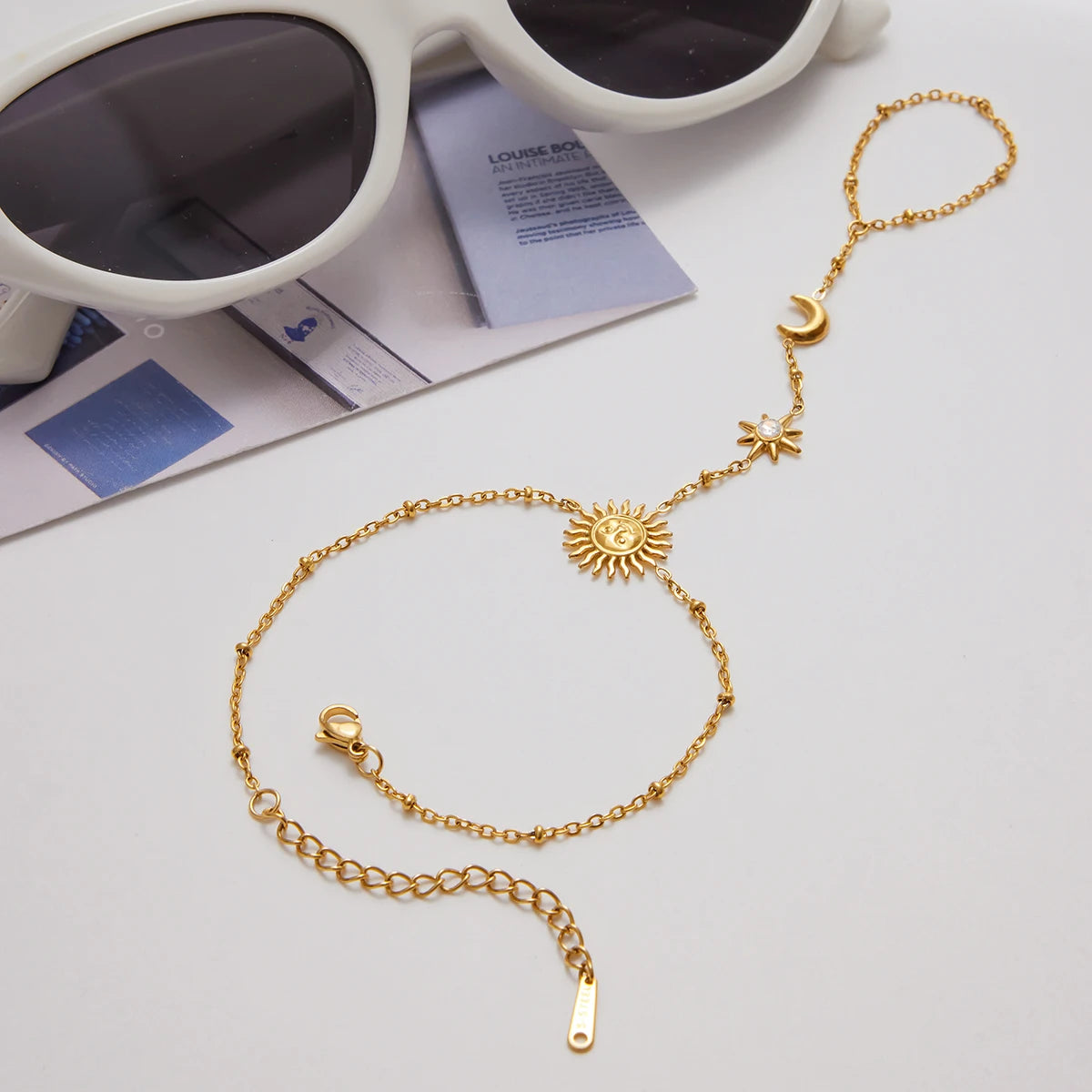 Hemelse Zon Maan Ster Handketting Armband | Verguld Waterdicht Vlekvrij Sieraad voor Dames