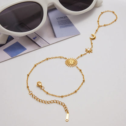 Hemelse Zon Maan Ster Handketting Armband | Verguld Waterdicht Vlekvrij Sieraad voor Dames