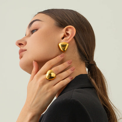 18K Gold Plated Geometric Stud Earrings Set for Women – Waterproof Tarnish Free Stainless Steel Minimal Jewellery