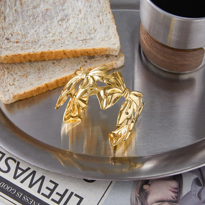 Gold Bow Cuff Bracelet for Women | Waterproof Gold Plated Statement Jewellery