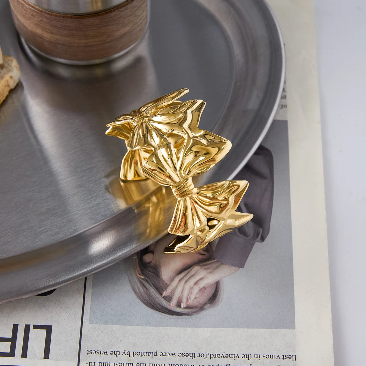 Gold Bow Cuff Bracelet for Women | Waterproof Gold Plated Statement Jewellery