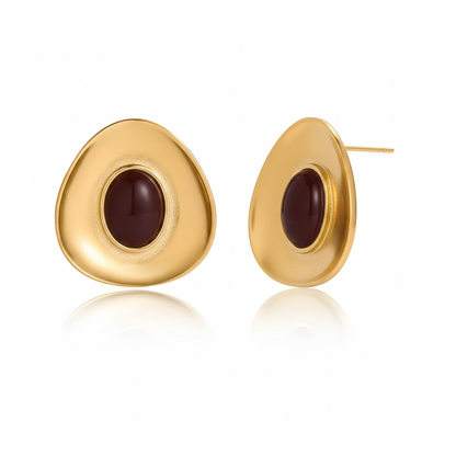 18K Gold Plated Resin Stone Earrings Set – Waterproof Tarnish-Free Modern Statement Jewelry for Women