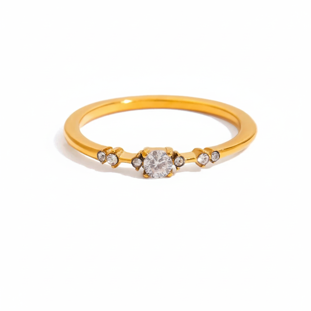18K Gold Plated Crystal Ring Set – Waterproof, Tarnish-Free Minimalist Statement Jewellery