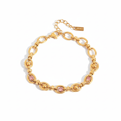 Gold Butterfly Crystal Bracelet for Women | Pink Stone Gold Plated Jewellery