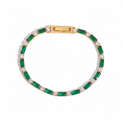 Gold Plated Emerald Green Bracelet Set for Women | Waterproof & Tarnish-Free Stackable Jewelry
