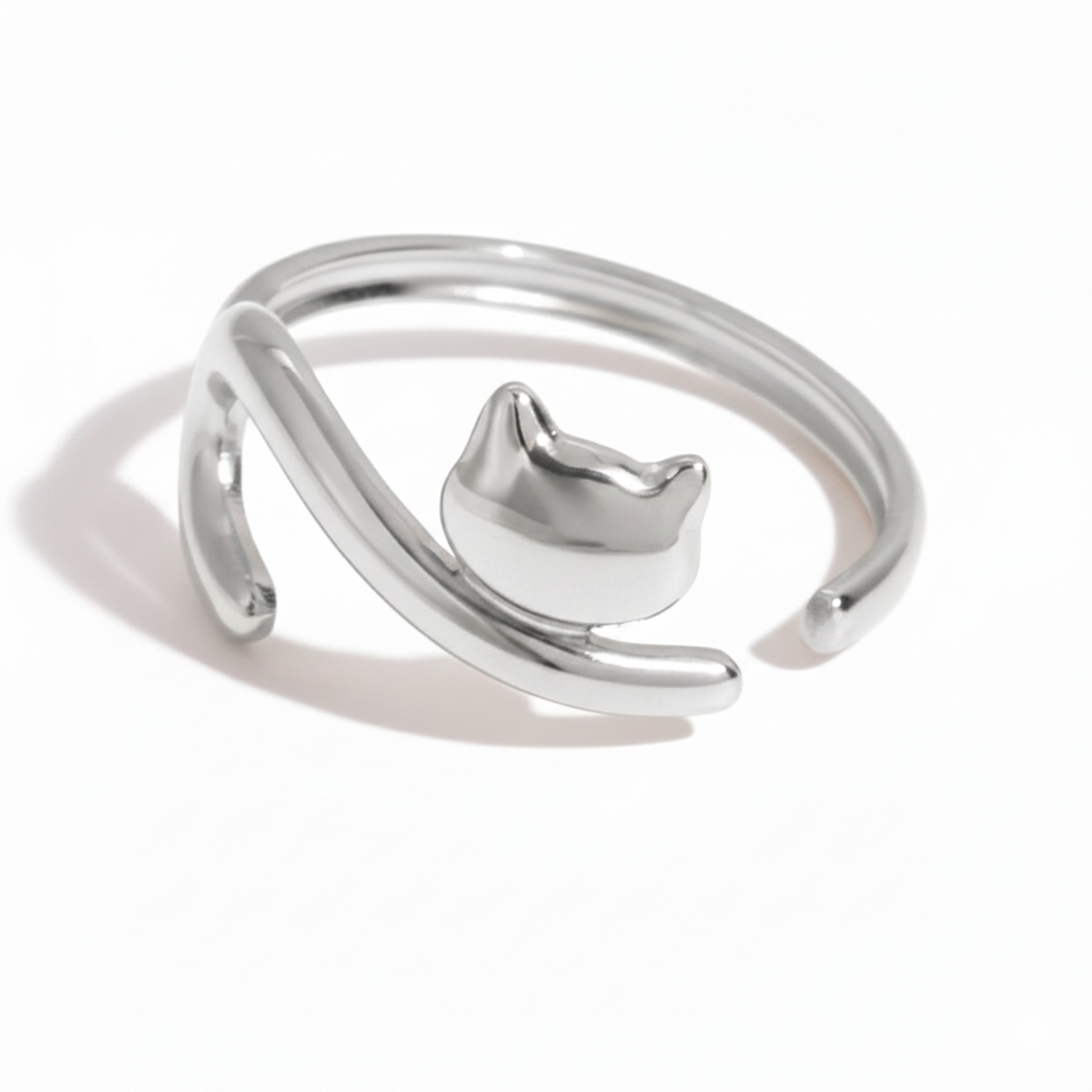 18K Gold-Plated Dog & Cat Adjustable Ring | Pet Lover Animal Open Ring for Men & Women