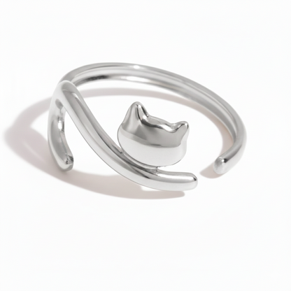 18K Gold-Plated Dog & Cat Adjustable Ring | Pet Lover Animal Open Ring for Men & Women