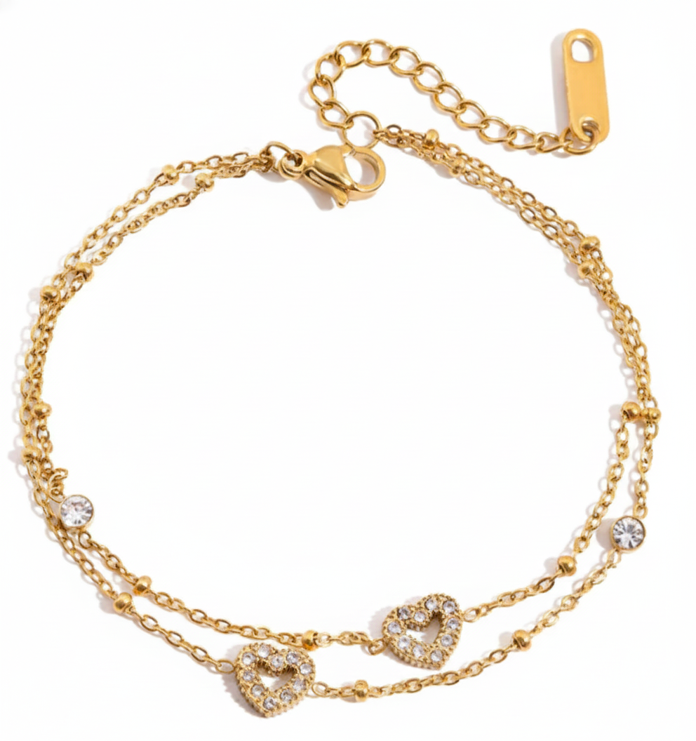 Premium 18K Gold Plated Heart Hand Bracelet for Women – Waterproof & Tarnish-Free Luxury Jewellery & Jewelry