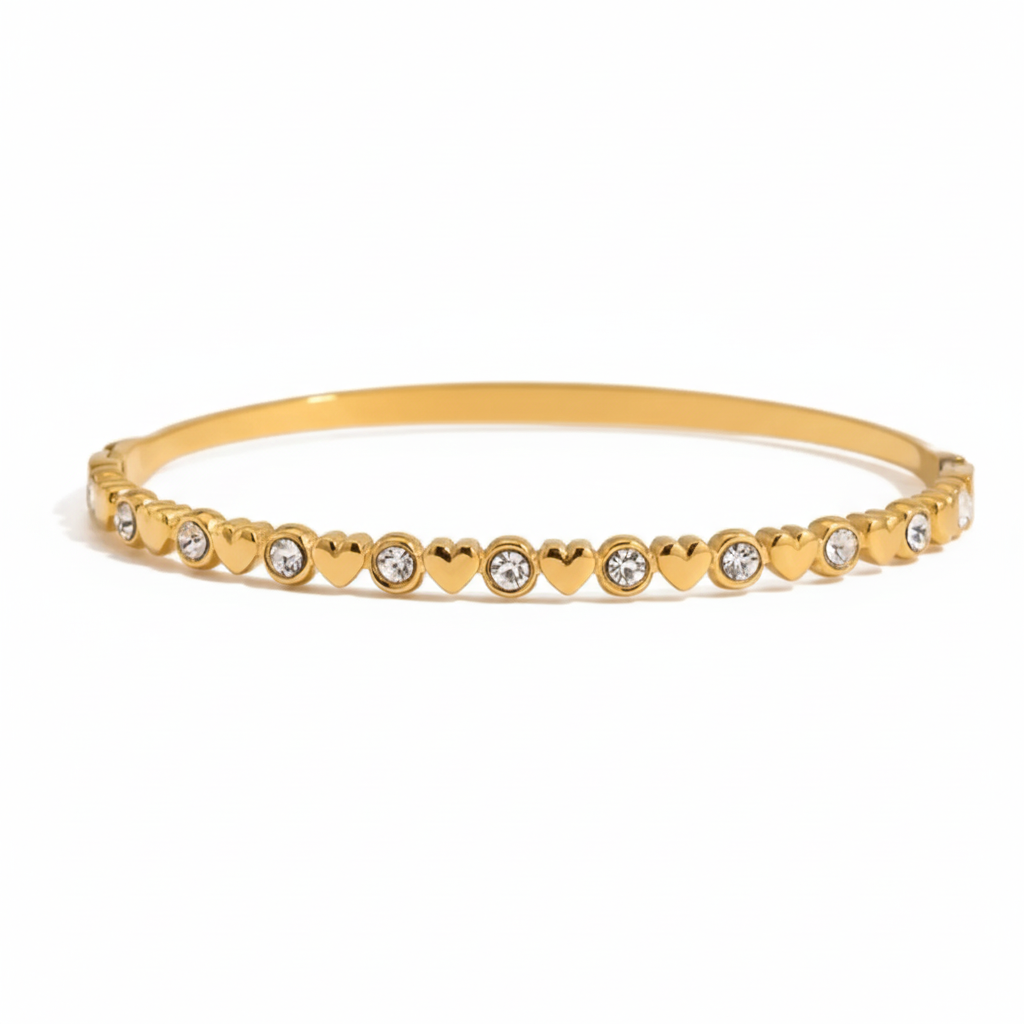 Heart Charm Premium 18K Gold Plated Bracelet for Women – Waterproof & Tarnish-Free Luxury Jewellery & Jewelry