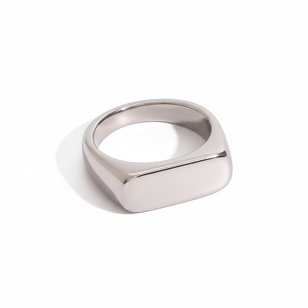 Minimalist Geometric Signet Ring – Modern Unisex Statement Band (Gold & Silver Options)