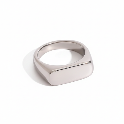 Minimalist Geometric Signet Ring – Modern Unisex Statement Band (Gold & Silver Options)