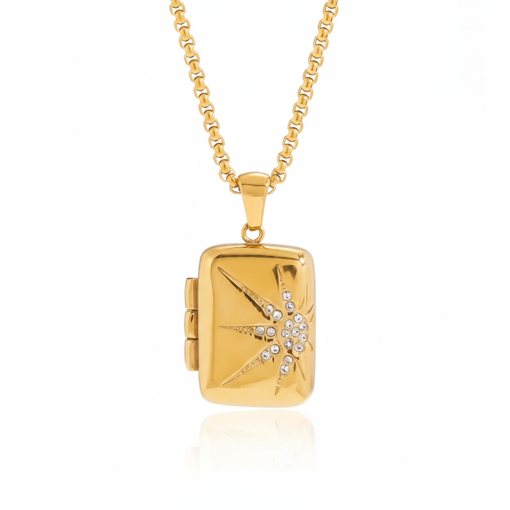 18K Gold-Plated Locket Necklace for Men & Women | Vintage-Style Photo Locket Pendant