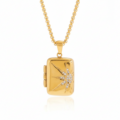 18K Gold-Plated Locket Necklace for Men & Women | Vintage-Style Photo Locket Pendant