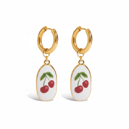 Fruit Charm Huggie Hoop Earrings for Women – Gold Plated Waterproof Tarnish Free Stainless Steel Jewellery