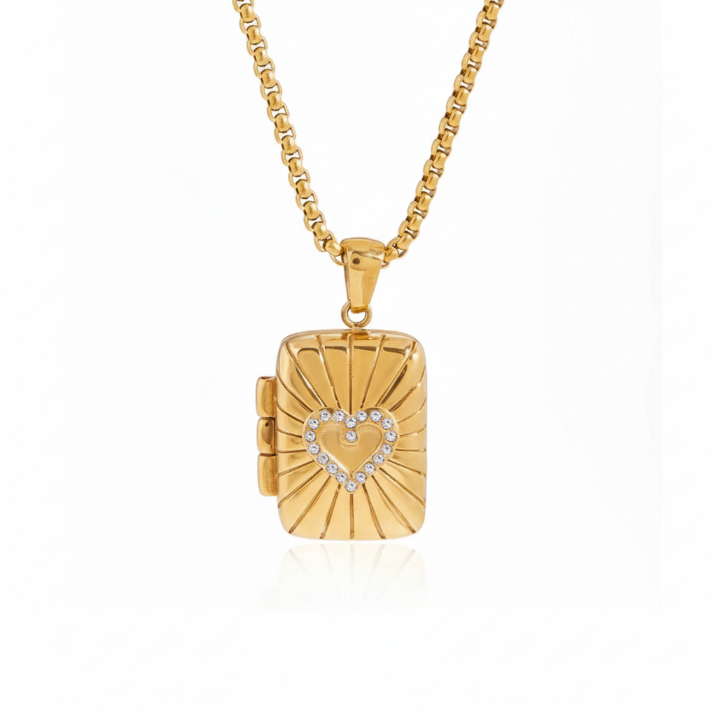 18K Gold-Plated Locket Necklace for Men & Women | Vintage-Style Photo Locket Pendant