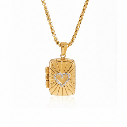 18K Gold-Plated Locket Necklace for Men & Women | Vintage-Style Photo Locket Pendant