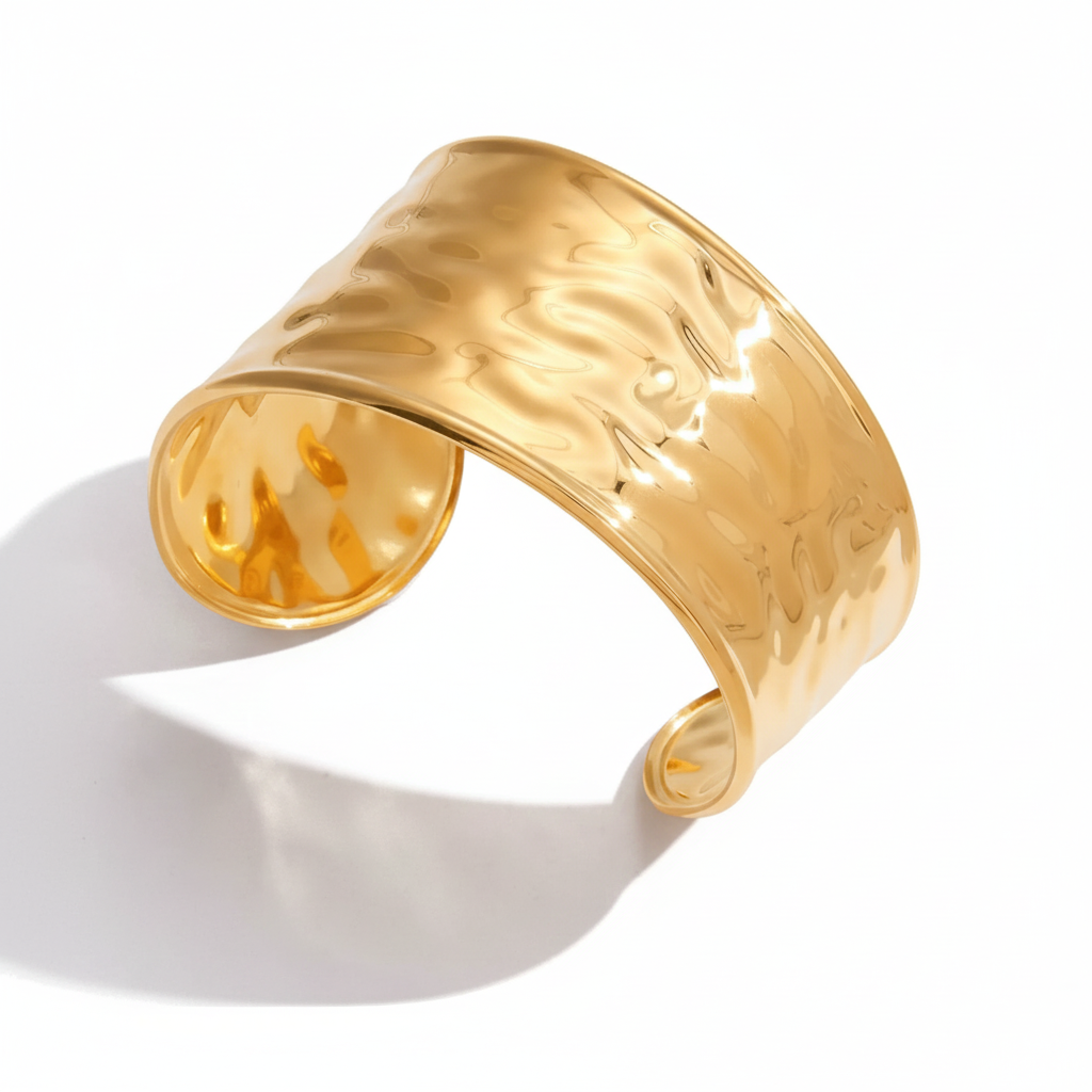 Gold Plated Statement Bangle Bracelet for Women | Waterproof & Tarnish-Free Modern Jewelry