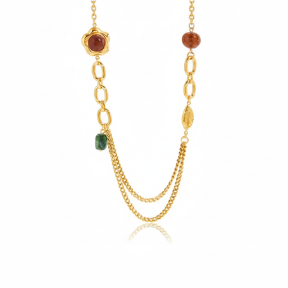 Vintage Agaat Hars Hanger 18K Vergulde Charm Ketting Collectie – Waterdichte, Vlekbestendige Statement Sieraden