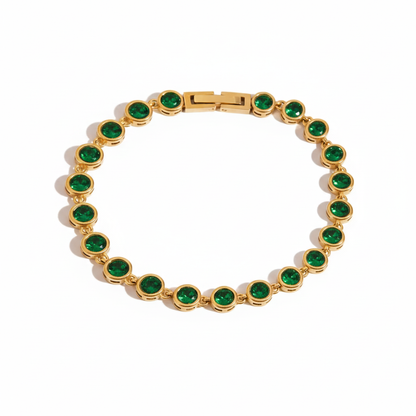 Gold Plated Emerald Green Bracelet Set for Women | Waterproof & Tarnish-Free Stackable Jewelry