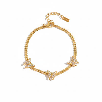 Gold Butterfly Crystal Bracelet for Women | Pink Stone Gold Plated Jewellery